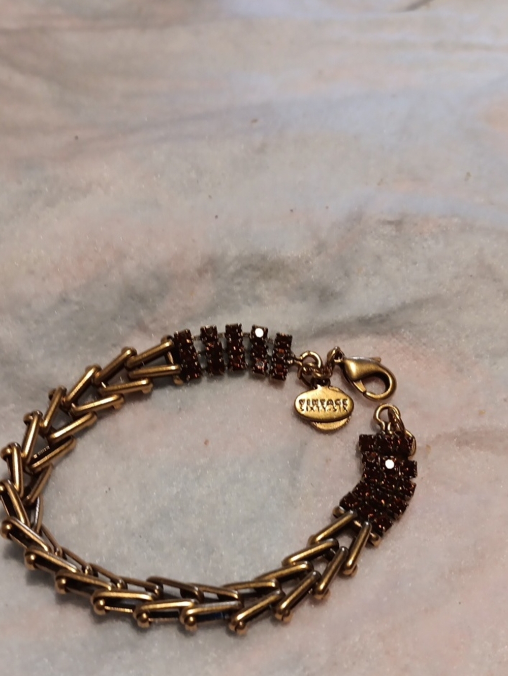 Alex and Ani Gold-Tone Bracelet with Dark Red Crystal Accents